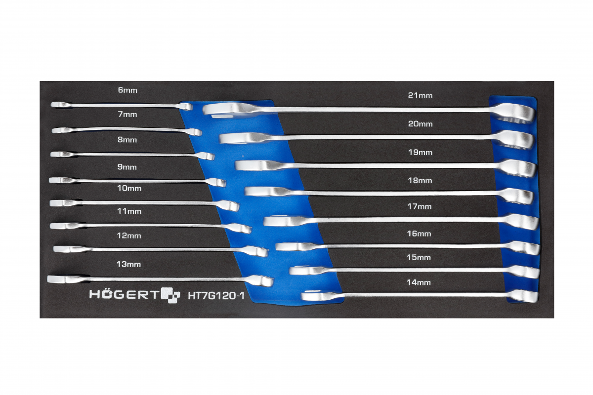 Combination wrench set 16 pcs, technical foam