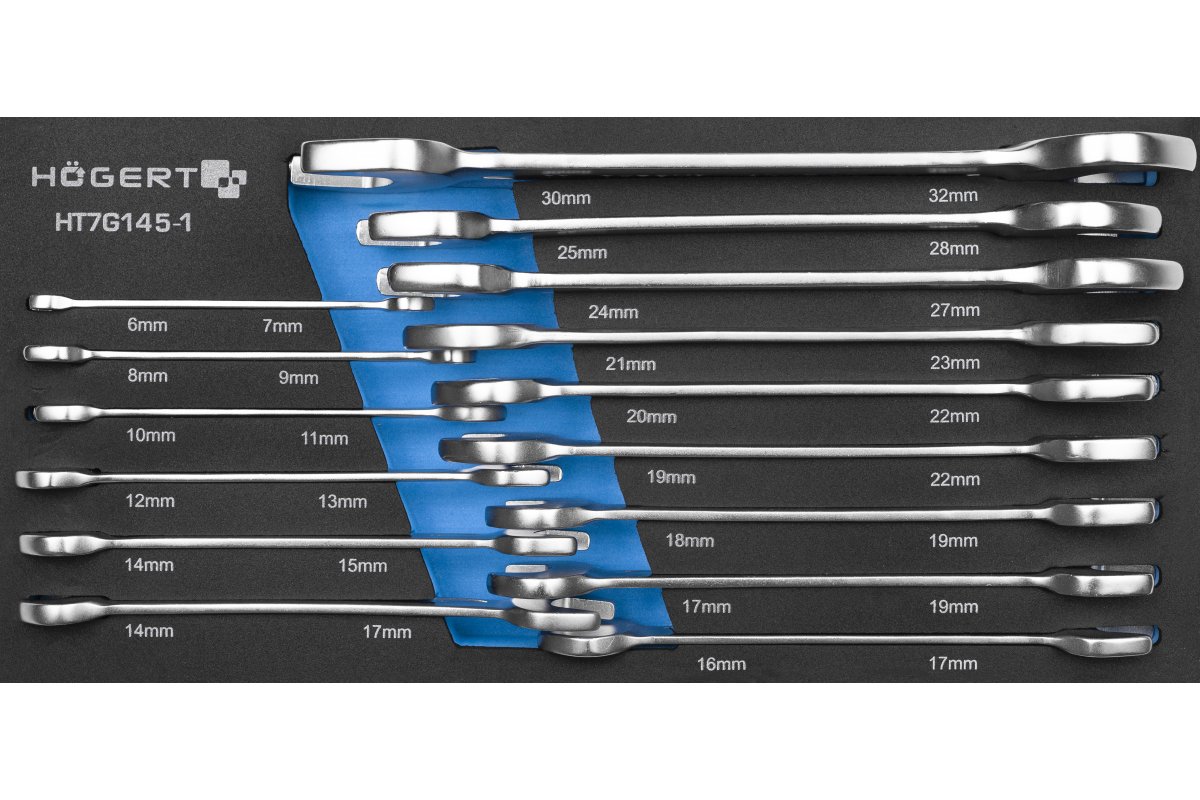 Combination wrench set 15 pcs, technical foam
