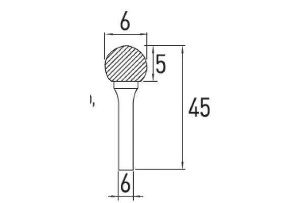 Spherical rotary burr D, 6x5
