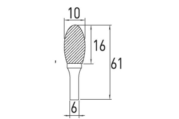 Oval rotary burr E, 10x16