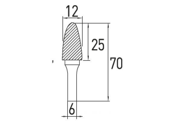 Arch round nose rotary burr F; 12x25