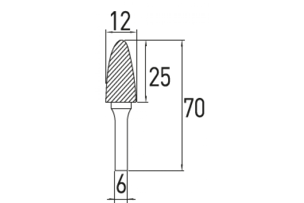 Arch pointed nose rotary burr G 12x25