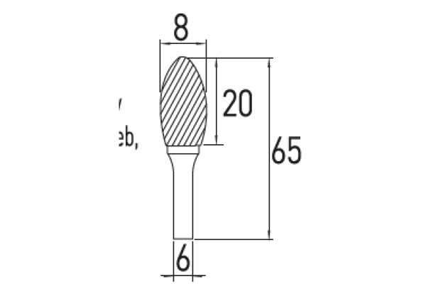 Flame rotary burr H 8x20