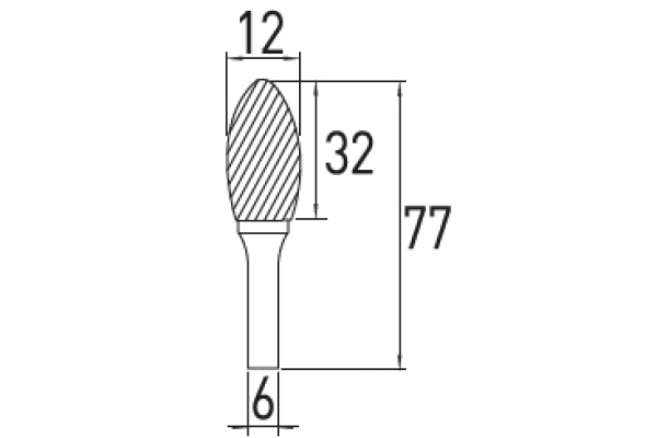 Flame rotary burr H, 12x32